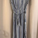ECI  Navy and White Striped Maxi Dress Photo 0
