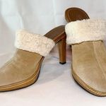 Coach Size 8.5 Kacie Camel/ Suede Slip On High Heel/ Clog Photo 0