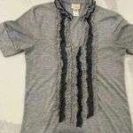 Daytrip  Gray Short Sleeve Blouse Top Ruffle Detailing Women’s Size Small Photo 1