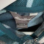 Eddie Bauer Teal Plaid Ultra Soft Fleece 1/4 Zip Long Sleeve Pullover Top M Photo 3