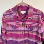 Christopher & Banks  Pink Striped Western Button Down Shirt Linen Blend Medium Photo 1