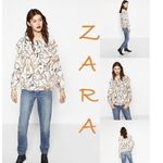 ZARA DOUBLE FRILL Chain Print Blouse Long Sleeve Top Womens Size S Wrinkle Free Photo 1