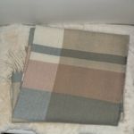 Liz Claiborne  Knit Scarf Autumn Plaid Tan Blue Pink Photo 3