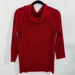 Cable & Gauge  Red Metallic Pullover Cowl Neck Sweater Size XL Photo 3