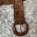 Tan Brown Woven Leather Wide Belt Vintage 38" x 2" Photo 7