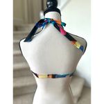 Seafolly Australia Abstract Blue & Orange Face Print Halter Bikini Top Photo 2