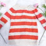 Pink Rose  Coral Off White Striped Sweater Size Small Casual Stripes Cotton Photo 0