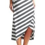 Athleta Seeing Stripes Midi Faux Wrap Skirt Gray White Photo 9
