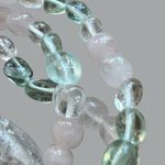 Quartz 3 Strand Stretch Bracelet Large Crackle Center Stone Clear Light Pink Gre Photo 4