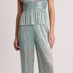 Revolve  Sabrina Musayev NWT Sage Blue Metallic Mark Pants Size XS Photo 0