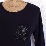 Xhilaration -Black Sweatshirt w/sequin pocket on front-GUC-Sz S/P Photo 2