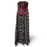 BCBG Max Azria Gracely Maxi Cocktail Dress Strapless Black White Size 4 Photo 2