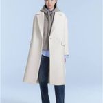 ZARA Cotton Wool Blend Cream Oyster Ecru Trench Long Coat Photo 4