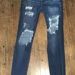 American Eagle  distressed destroyed dark wash size 0 super stretch x jeggings Photo 0