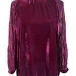 John Mark  Womens Top Burgandy Red Velvet Lace Sleeve Whimsical Goth Size Small Photo 0