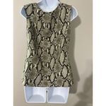 Stile Benetton Women Sleeveless Snake Print Round Neck Flowy Drapey Top Size S Tan Photo 3