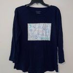 Talbots Martha’s Vineyard Stamp Print Cotton 3/4 Sleeve Tee Size Medium Photo 0