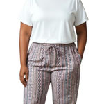 Westport  Tribal Print Cropped Pull-On Pants White Size 2X Coastal Boho Beach Photo 0