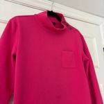 Talbots  Bright Pink Grid Waffle Knit Mock Neck Pullover Sweatshirt Button SizeXS Photo 1