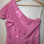 Shoshanna  Pink Lace Fit n Flare Midi Dress Size 12 Cocktail Party Designer $550 Photo 3