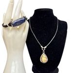 Lia Sophia RLM Soho Lapis Gemstone Bracelet & Teardrop Pendant Cord Necklace Set Photo 0