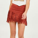 Altar'd State Faux Suede Fringe Skirt Rust Boho Western Festival A Photo 0
