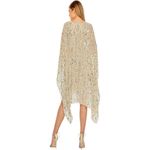 Mac Duggal  Cape Back Fringe Beaded Robe Dress Size Large Style #94044 in Nude Photo 4