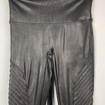 Spanx Metallic Black Faux Leather Moto Edgy Punk Rock Pull On Leggings Size S Photo 1