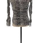 Tanya Taylor Tanya Taylor Shirt Top Blouse Button Down Ruched Zebra Print Silk Size 2 Photo 8