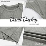 Women's Short Sleeve Crewneck Top Gray Loose T Shirt Tee with Pocket. Small Photo 5