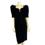 1980’s Cachet by Bari Protas Black Velvet Sweetheart puffy sleeve Dress medium Photo 1
