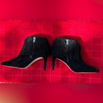 Sam Edelman  Kandice Suede Fringe High Heel Booties Black Size 6 EUC Photo 3