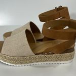 Soda Beige Size 10 New Platform Espadrille Ankle Strap Sandals Photo 4
