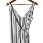 ONIA  Grace Sleeveless Striped Wrap‎ Maxi Dress Coverup in Cream Tan Blue, Small Photo 3