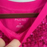 Anthropologie Pilcro by Metallic Pink Mesh Long-Sleeve Sequin Top Size Medium Photo 4