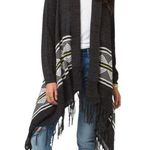 Billabong Sneak Peak Fringe Knit Cardigan Pockets Gray Small Photo 0