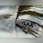 Flax  Beige Linen Button Back Pockets Crossover Tunic, Size Large Photo 4