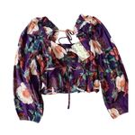 Band of the Free Floriane Boho Girly Floral Long Sleeve Crop Blouse Purple M Size M Photo 1