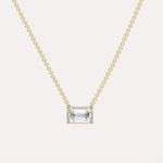 Boutique NEW Minimalist Gold Necklace with Simulated Diamond Emerald Cut Pendant, 16-18” Photo 1
