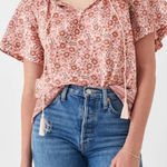 Faherty  Florence Pink Floral Cotton Short Sleeve Blouse Flowy Women's size XS Photo 0
