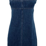 Vintage 90s Y2k American Eagle Denim Mini Dress Cotton Babydoll Empire Waist XS Blue Photo 0