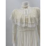 Gunne Sax White Ivory Lace Gown Maxi Bridal High Neck Ruffle Buttons Photo 23
