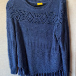 Elegant ruby rd Blue Knit Sweater with Fringe large Photo 0