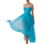 Lee Sau  Carrie Tulle Dress Blue Size 2 Sleeveless Midi Party/Cocktail Formal Photo 0
