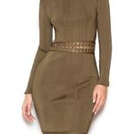 House Of CB  Shula Bandage Dress Khaki Long Sleeve Photo 0