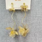 Gold Orchid‎ Drop Earrings Long Statement Floral Jewelry Lightweight Elegant new Photo 4