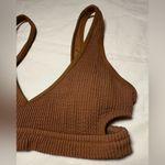 Aerie Brown Crinkle Voop Cut Out Bikini Top Medium Photo 4
