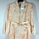 Zimmermann  Crush Buttoned Belted Linen Midi Dress Ciara Floral US 8 NWT Photo 8