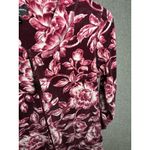 Miss Elaine Medium House Coat Robe Floral Womens Velour Zip Pink Burgundy Photo 7