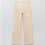 ZARA  WIDE LEG JEAN PANTS Beige/Light Yellow Color Size L NEW Photo 6